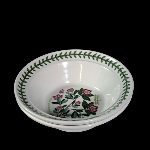 Set Of 2 Portmeirion Botanic Garden 6.5” Rimmed Oatmeal Cereal Soup Bowls - Picture 3 of 10